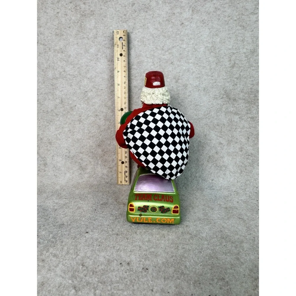 Racing Santa Claus‎ Figure Christmas Holiday Decor Sitting on Race Car